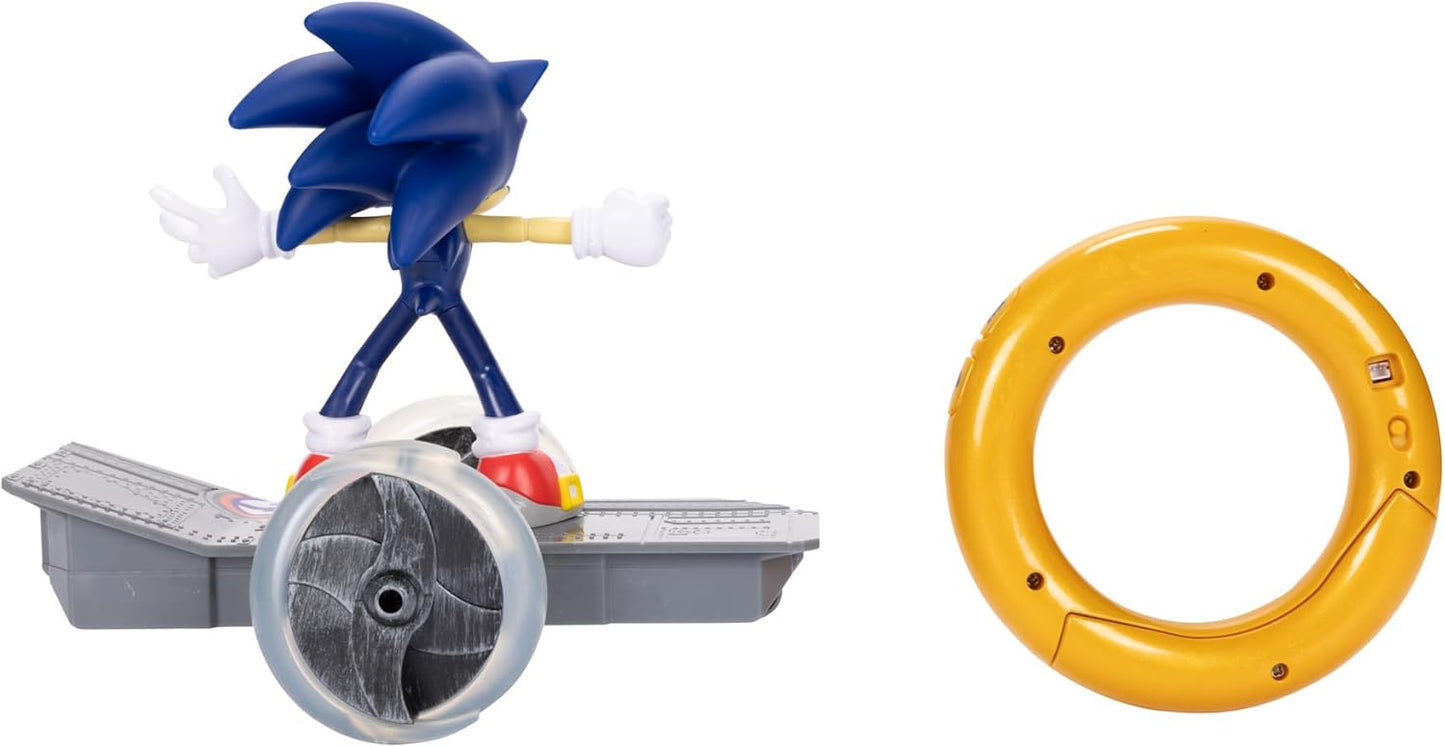 JAKKS Pacific Sonic The Hedgehog Speed RC Skateboard Vehicle with Gold Ring Controller – Light Up Wheels & 360 Spins, Turbo Mode for Extra Boost, 2.4GHz, 100FT Range