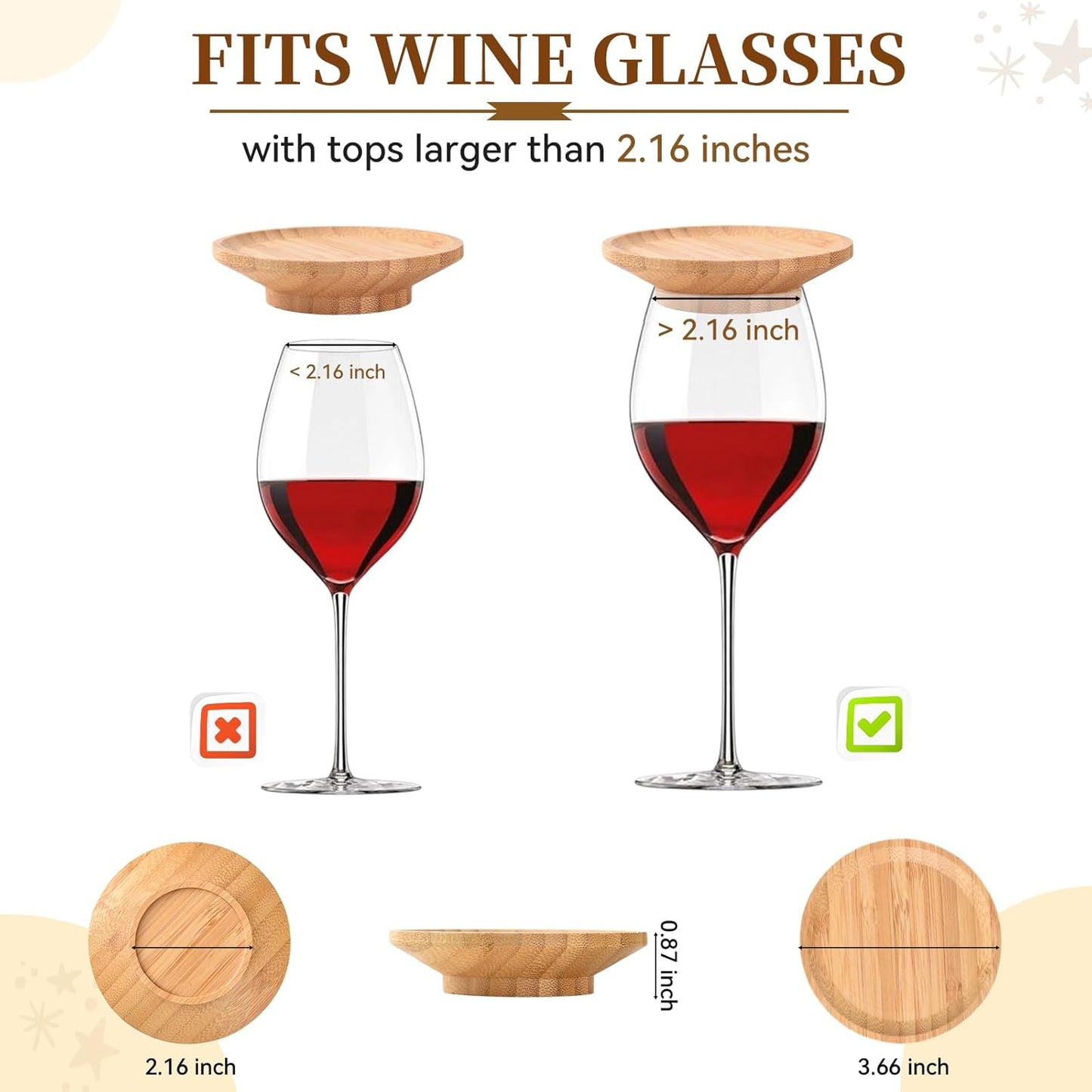 10 Pcs Wine Glass Charcuterie Topper, 4" Mini Charcuterie Boards, Wine Appetizer Plates for Family Gatherings, Restaurants, Bars