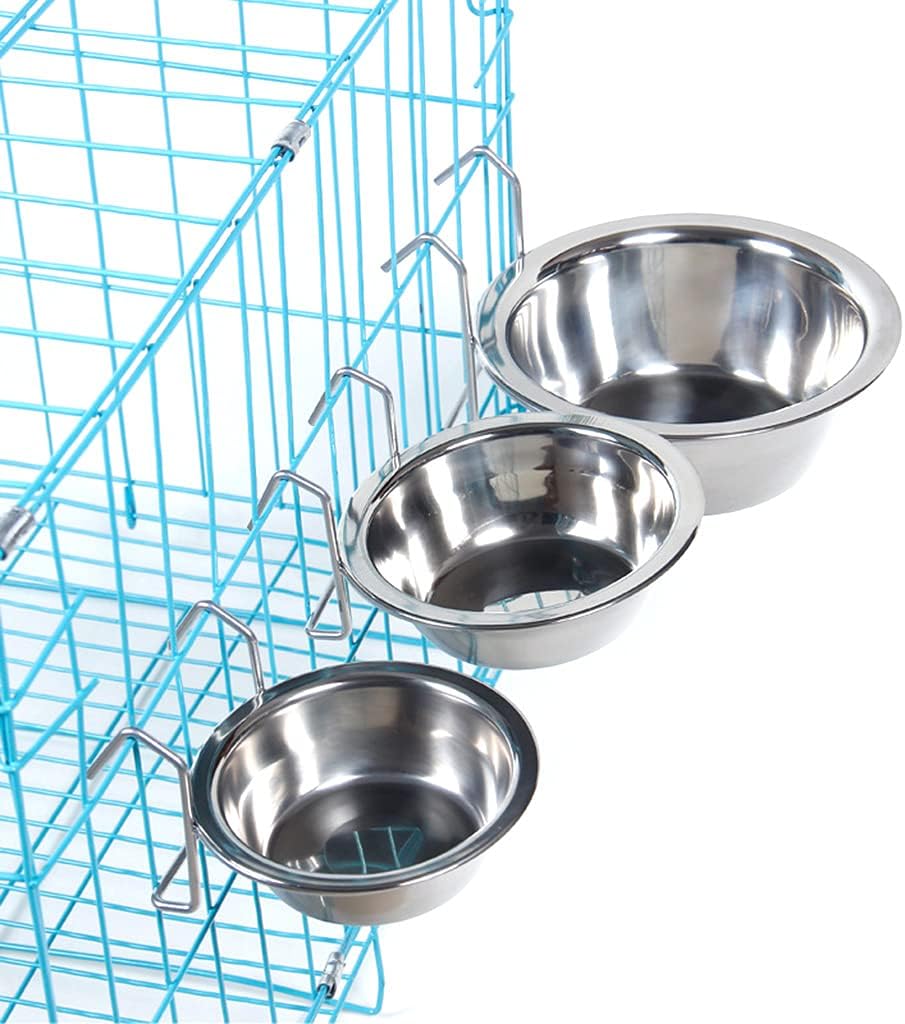 Hanging Pet Bowl Cup Cup with Wire Hook for Dogs Cats Bird Animals in Crate Cage Easy-to-Remove