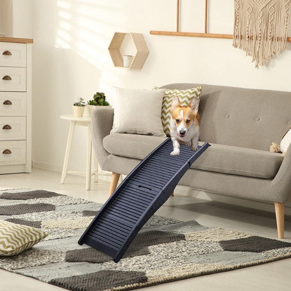 Pet Stairs Dog Ramp Lightweight Folding Pet Ladder Ramp Dog Stairs for High Beds Trucks Cars and SUV Over 5kg (Color : Black Size : Same Size)