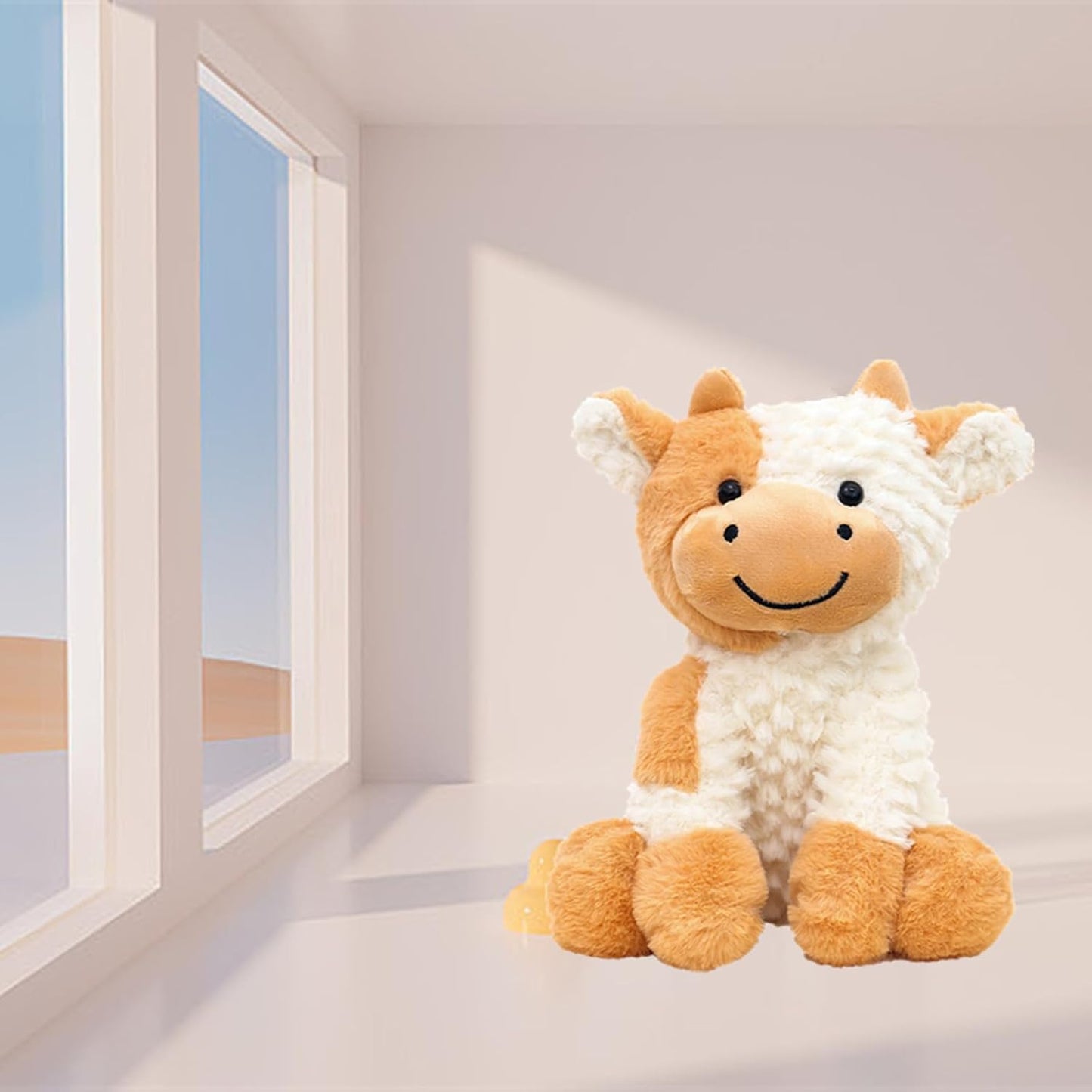 Cow Stuffed Animals, 9 inch Cute Plush Toy Doll for Kids Boys Girls Women (Brown)