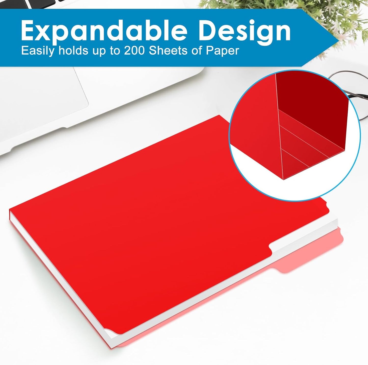 Two Tone Color File Folders 8.5 x 11 Inch, 1/3 Cut Tab File Folders Letter Size, Assorted Colors, Blue Red Green Yellow Orange Manila File Folders, School Business Office Folders for Document -15 Pack