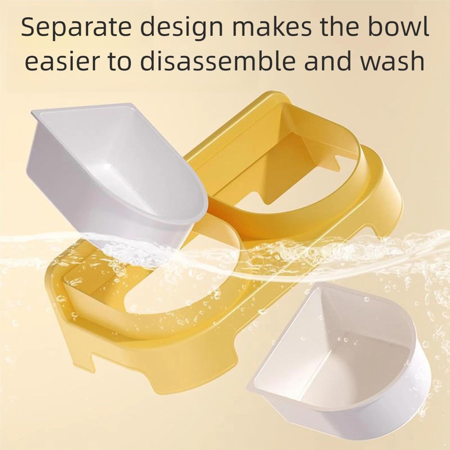 iiniim Elevated Dog Feeder Bowls Double Dish with Stand Raised Food and Water Bowls for Small Medium Dogs Cats Yellow One Size