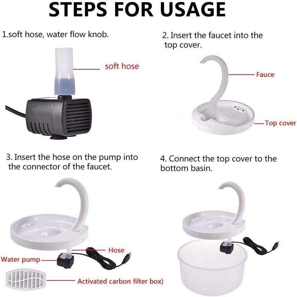 Pet Water Fountain Cat Water Dispenser Automatic Drinking Fountain with LED Light for Cats Dogs
