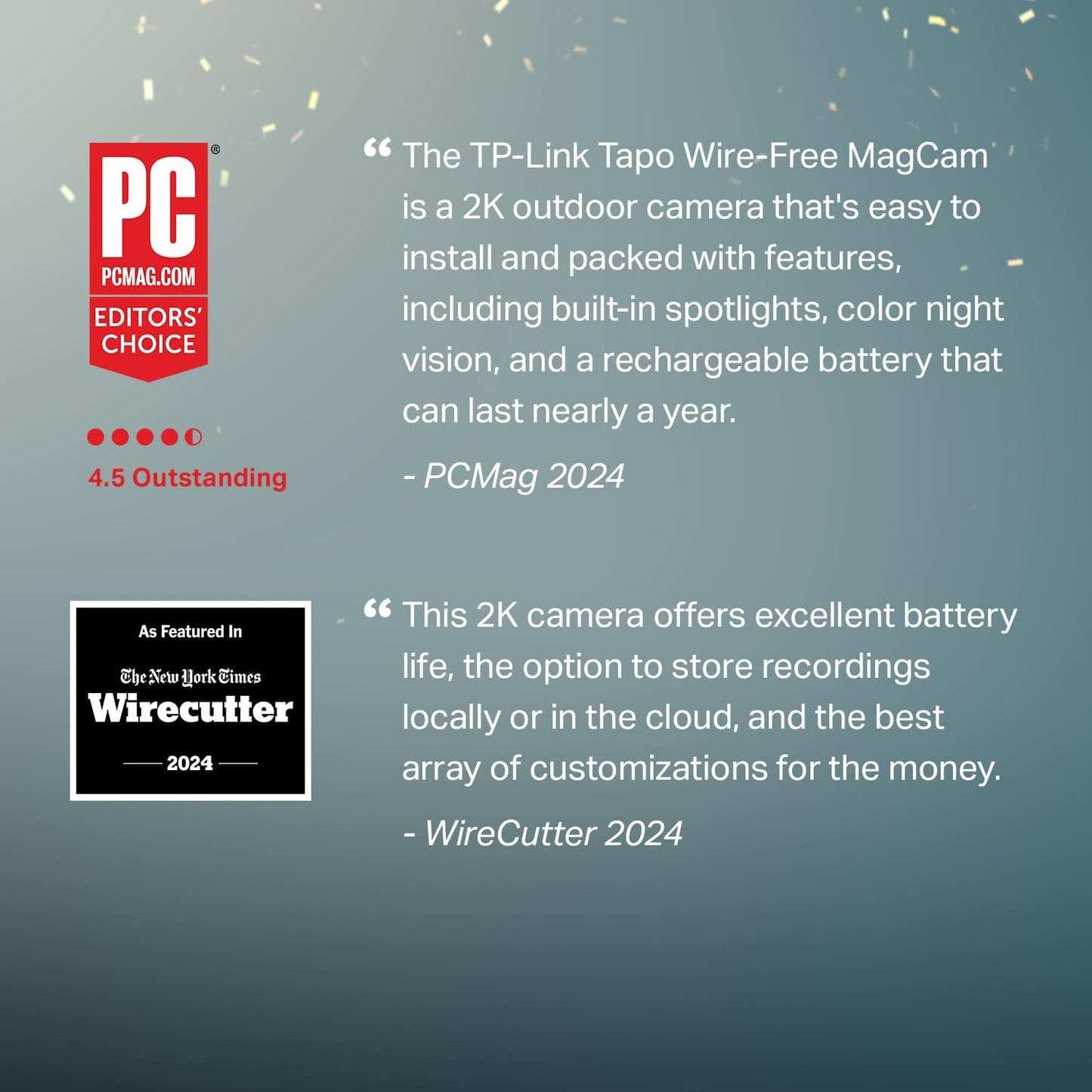 Tapo MagCam 2K+ - 2026 Wirecutter Best Outdoor Security Camera & PCMag Editors' Choice, Wireless Battery Power, Magnetic Mount, Subscription-Free SD Storage or optional Cloud, Person/Vehicle Detection