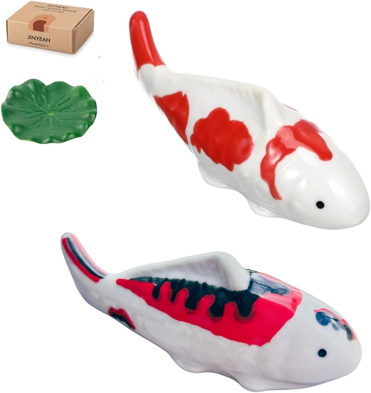 Ceramic Koi Fish Pond Decor 4″ Fake Fish Floating Aquarium Decor Floating Koi Pond Swimming for Birdbath Pond Fountain Fake Aquarium Tea Pet