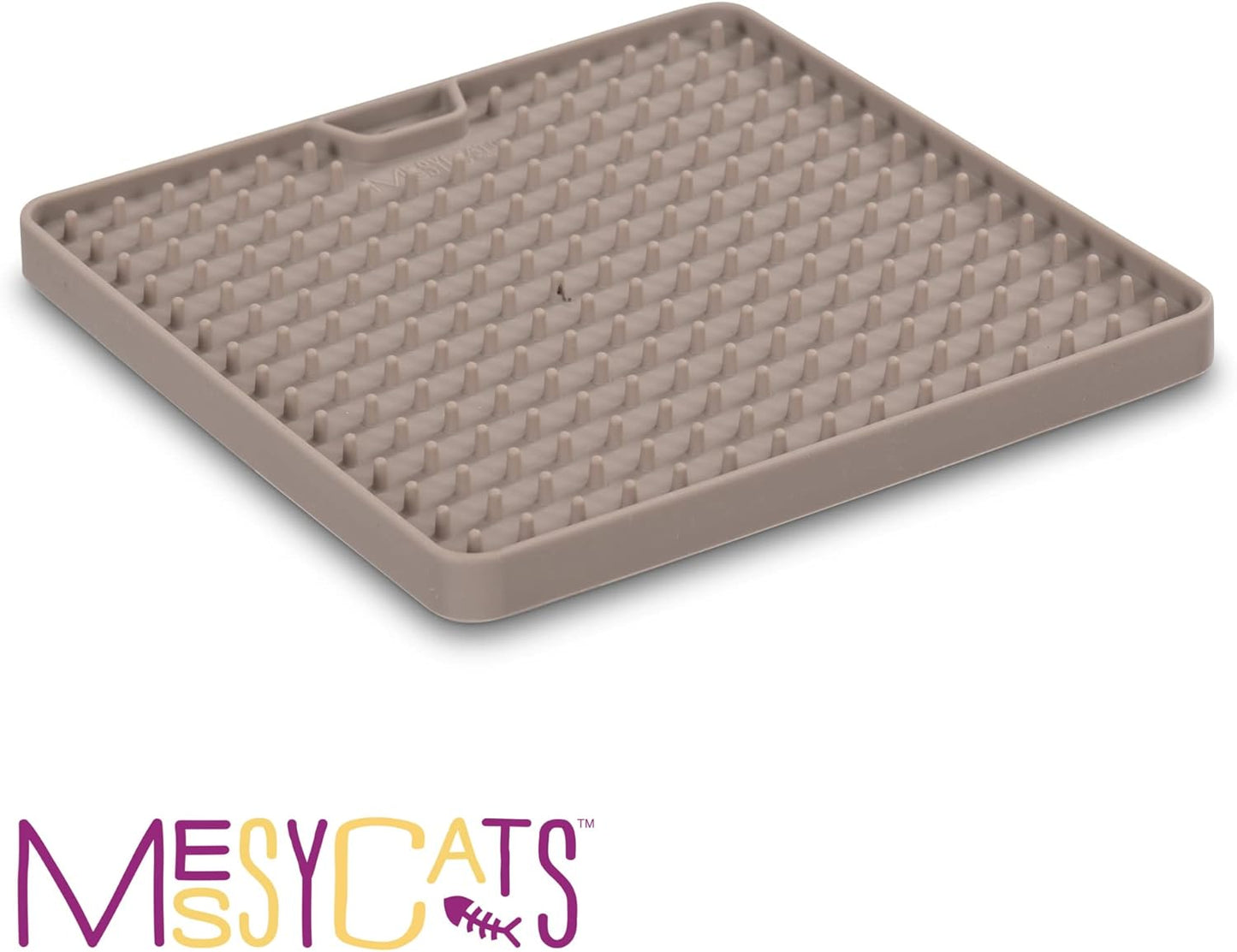 Messy Mutts & Cats Silicone Reversible Interactive Feeding and Licking Mat | 5.5” x 5.5” | Slow Feeder for Boredom & Anxiety | Lick Pad for Cats & Small Dogs | Grey