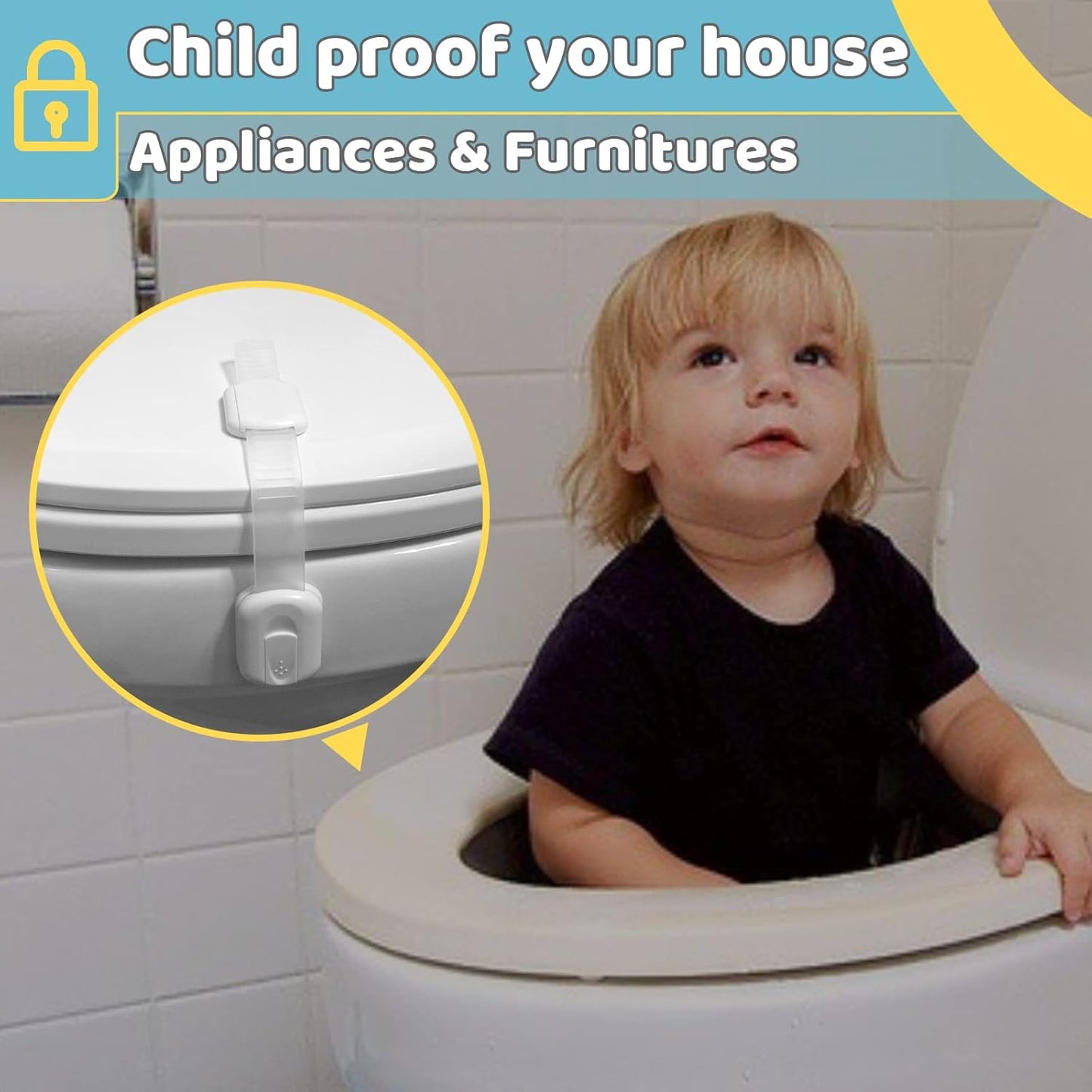 4our Kiddies 14 Pack Child Proof Cabinet Locks for Baby Proofing, Baby Proof Drawer Locks for Kids, Child Safety, Adjustable Child Locks for Cabinet and Drawers with 12 Extra 3M Adhesives, No Drilling