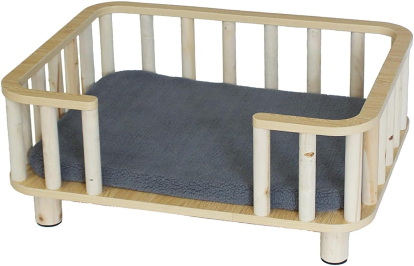 Dog Bed Elevated Dog Kennel with Railing & Mattress, Removable Wood Frame Pet Cot Bed Heavy Duty, Thickened Pet Furniture for Extra Large Breed (Color : Style 2, Size : XL) (Style 2