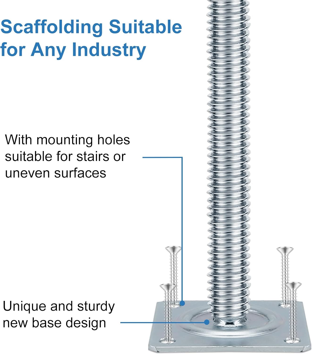18" Scaffold Adjustable Leveling-Jack Parts - Yzzwer Galvanized Solid Threaded Rod Scaffolding Feet for Baker Style Scaffolding 4 Pack