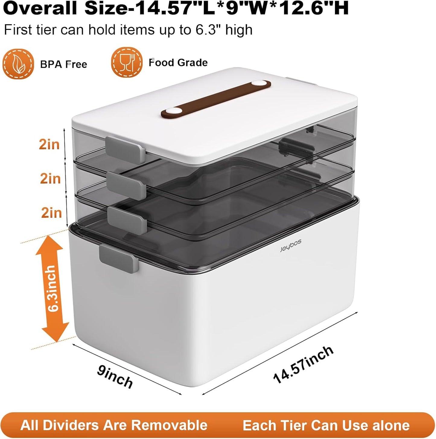 funest 4- Tier Medicine Storage Box Organizer Portable First Aid kit Box Empty with Handle, Multipurpose Medical Supply Organizer with Removable Tray, White