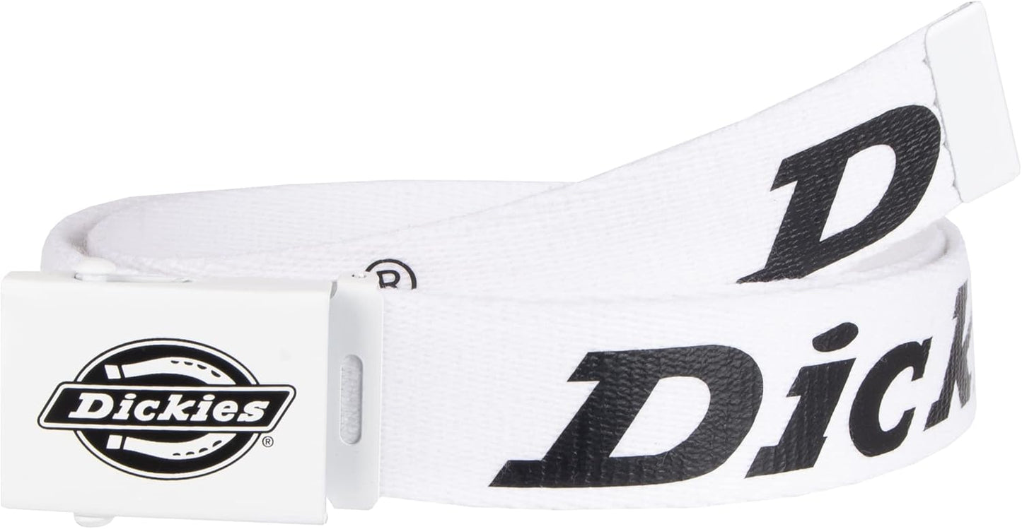 Dickies mens Fabric Web Plaque Logo Buckle Belt - One Size Cut-to-fit- Fits Up to Size 42" Waist