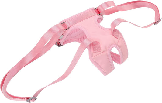 Dog Lift Harness Adjustable Safe Comfortable Puppy Hind Leg Support Sling Vest for Old Disabled Rehabilitation Dogs Pink Fleece Lining (S)