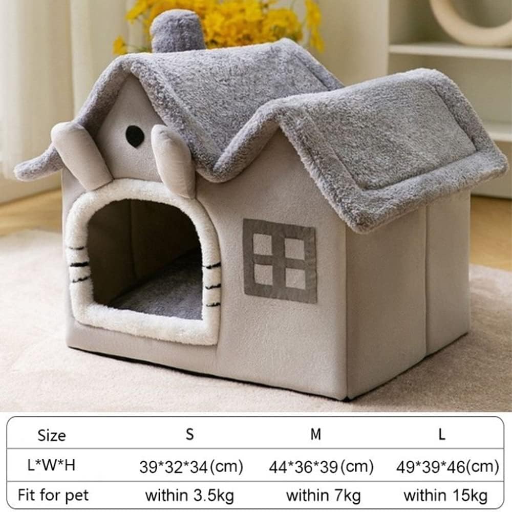 gors Soft Cat Bed Deep Sleep House Dog Cat Winter House Removable Cushion,Foldable Kennel Cat Bed Puppy Pet Supplies (S,08)