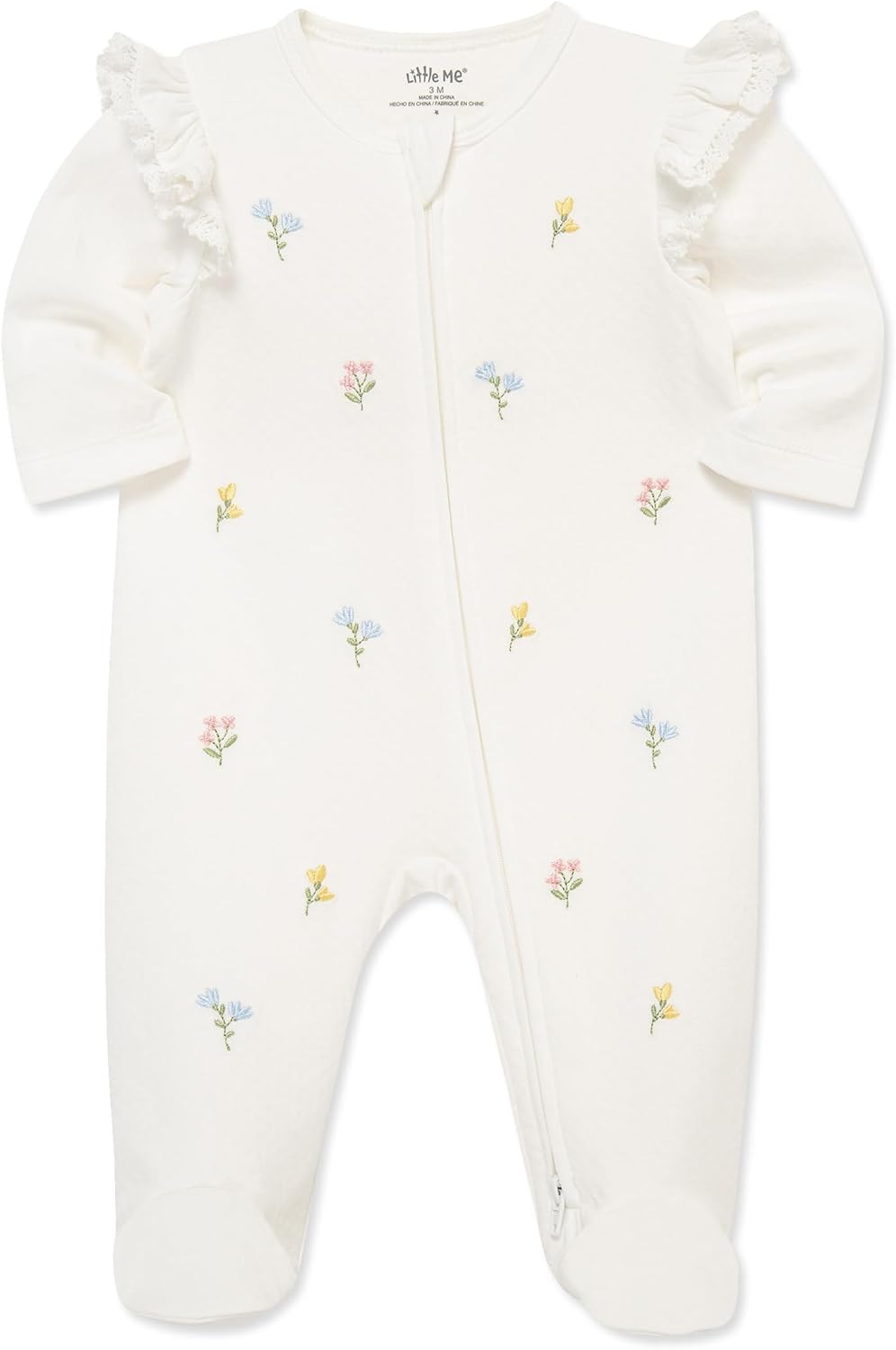 Little Me Clothes for Baby Girls' 100% Cotton Scratch-Free Tag Footie Sleeper, Preemie to 9 Months