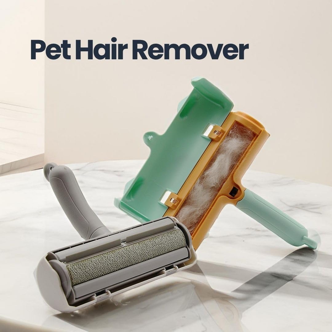 Pet Hair Remover Roller, Reusable Pet Hair Removal Brush for Dogs and Cats, Self Clean Fur from Couch, Bed, Rugs, Laundry and Clothes, Grey
