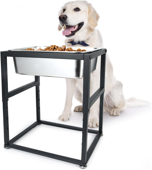 Elevated Dog Water Bowl 3 Gallons, 4 Height Adjustable Raised Dog Bowl Stand, Non-Slip, Stainless Steel Food & Water Feeding Bowls for Large Breed