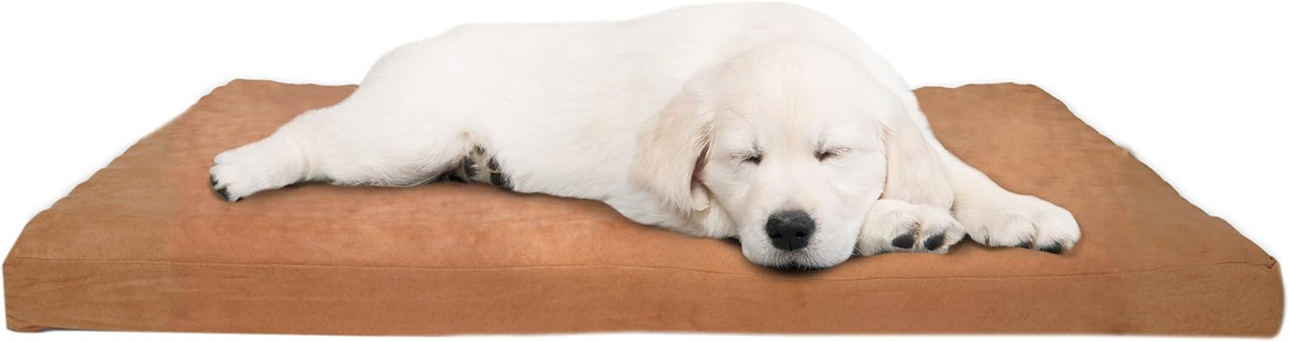 PETMAKER Dog Bed with Removable Cover – 44x35 Pet Bed - 3-Inch Egg Crate Style Foam Orthopedic Dog Mattress, Microsuede, and Non-Slip Crate Pad (Clay)