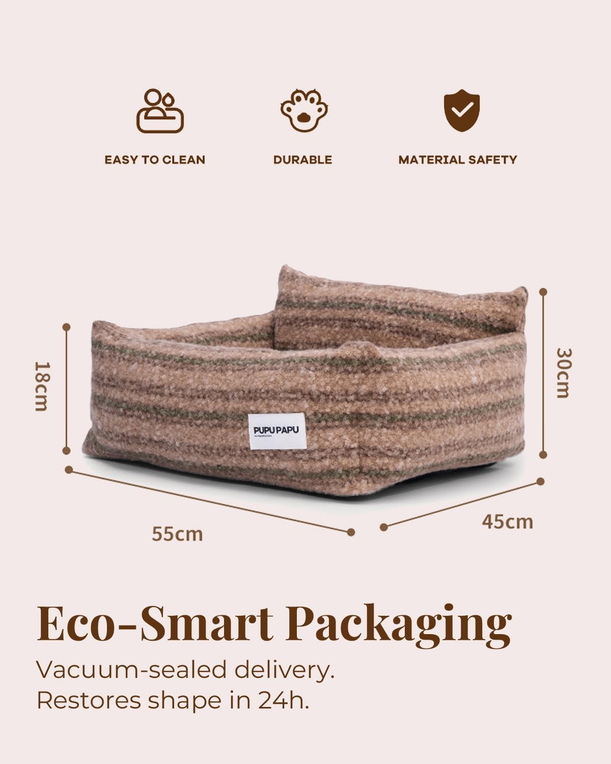 Bouclé Pet Sofa - Mid-Century Modern Designer Cat Couch, Furniture-Grade Aesthetic Cat Bed in Oatmeal Moss Grain, Premium Textured Fabric, Washable & Durable, 21.6"x17.7" (Oatmeal Moss)