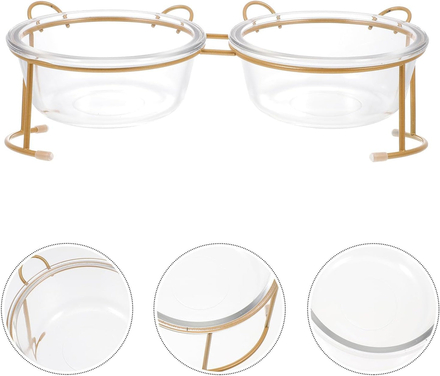 Milisten Glass Cat Food Bowls with Metal Stand Dual Raised Pet Feeding Bowls for Cats and Canines Indoor Water and Food Dish Set Suitable for Pets