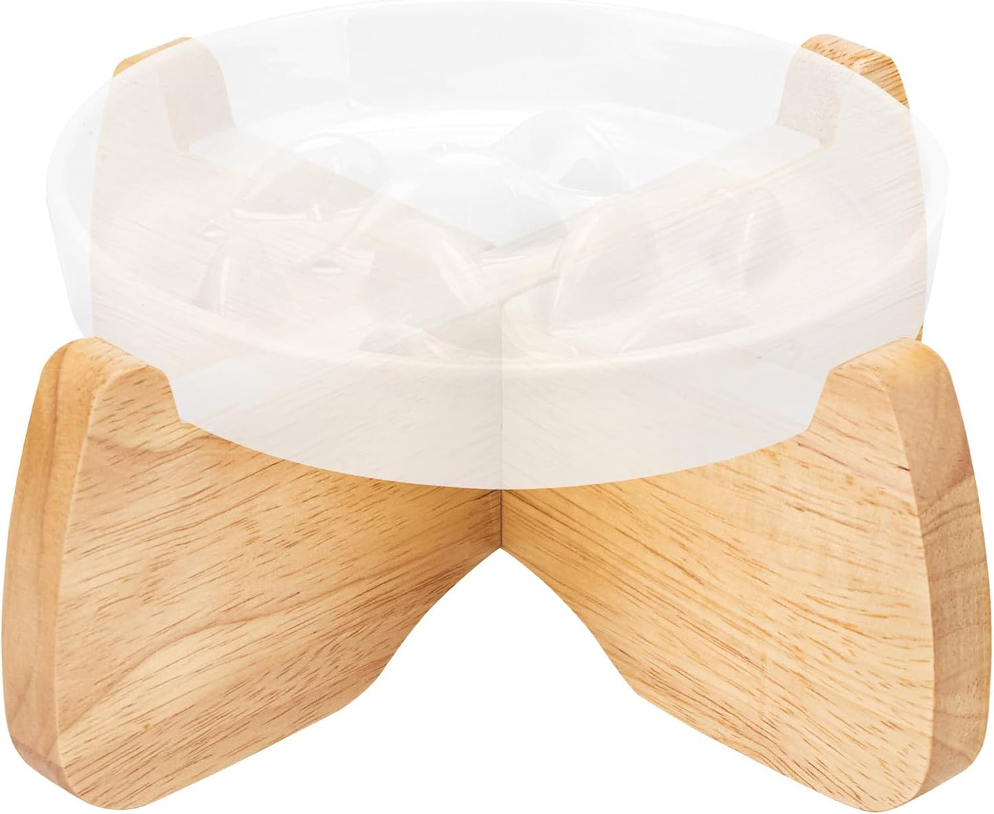 Elevated Cat Bowl Stand, 6.1" Diameter 3.5" High Rubberwood Stand for Cat Dish, Detachable Raised Bowl Holder with Non-Slip Pads, Anti Vomiting, Ergonomic Wooden Pet Feeder Holder for Cats