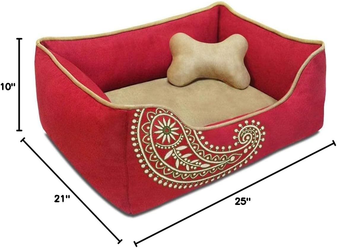 Blueberry Pet Fully Removable & Washable Dog Bed | Heavy Duty/Durable YKK Zippers | Super Soft Dog Beds for Small Dogs in Tango & Beige Color | Cozy & Durable