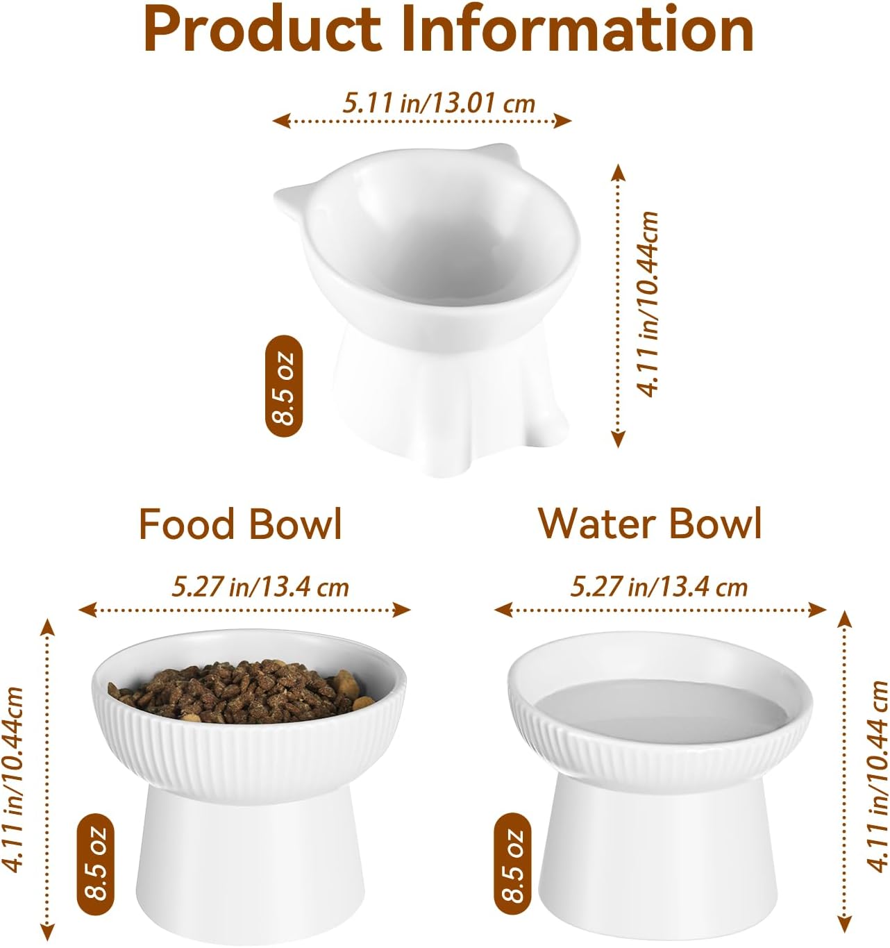 Ceramic Elevated Cat Bowls-Water Bowl, 15° Tilted Design, Anti-Vomiting & Spine Protection, Prevent Whisker Fatigue for Kittens to Adult Cats and Small Dogs (Purple-Elevated Cat Bowls-2)
