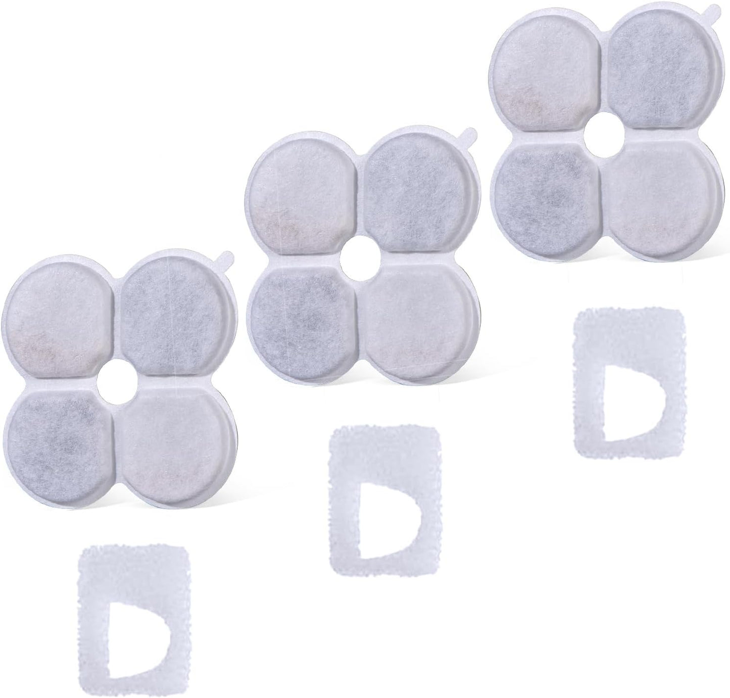 3 Packs Official Replacement Filters and 3 Packs Sponges for Wireless 7.5l/254oz Dog Water Fountain for Large Dogs