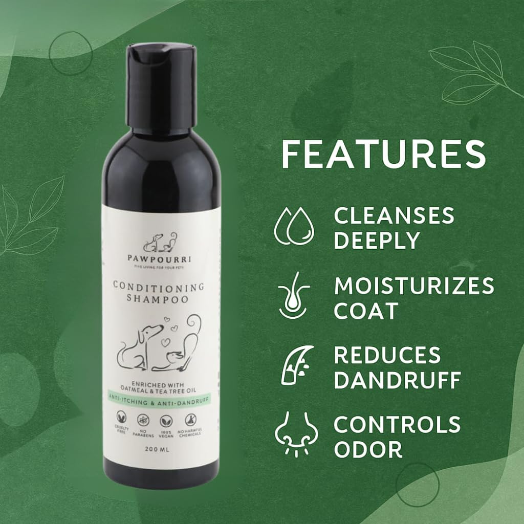 Conditioning Shampoo for Dogs, Puppy, and Cats - 6.7 fl oz (with Tea Tree Oil & Oatmeal)