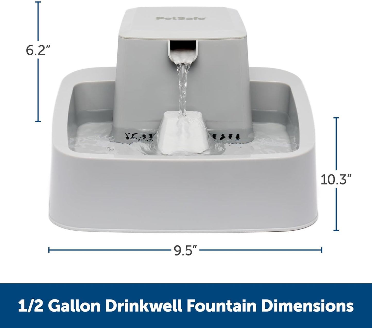 PetSafe Oasys 1/2 Gallon Pet Fountain - Cat & Dog Hydration Station with Free-Falling Water Stream & Customizable Flow - Encourages Hydration & Protects Sensitive Whiskers - 1/2 Gallon