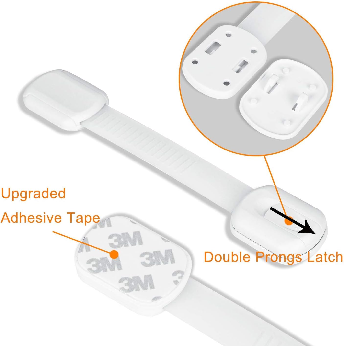 12-Pack Baby Proofing Cabinet Locks, Adjustable Adhesive Strap Latches for Drawer, Cupboard, Oven, Fridge, Toilet Seat - No Drill Child Safety Lock Kit, Easy Installation