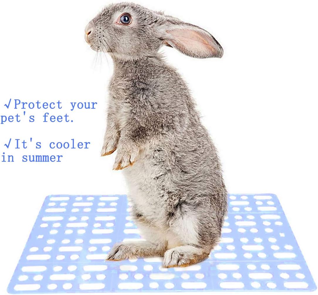 Hamiledyi 4 Pcs Rabbit Cage Mats Small Animal Plastic Feet Pads Floor Mat for Pet Cats Dogs Bunny Hamster Rat Chinchilla Guinea Pig(Blue)