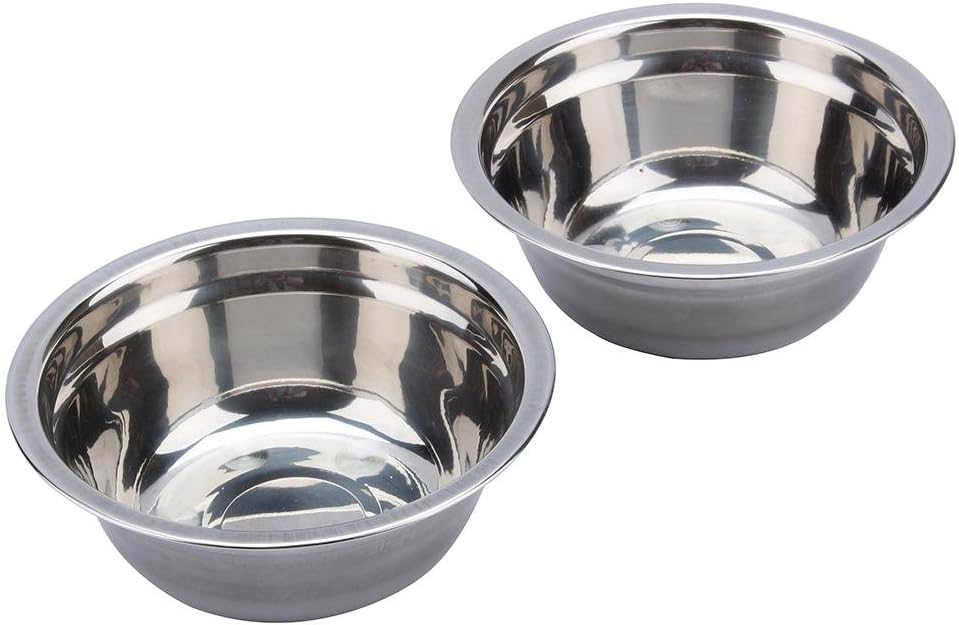 Elevated Pet Bowls, Stainless Steel Cat Dog Double Dog and Cat Water Food Feeder Retro Stand Dish Bowls Stand for Dogs Cats Puppy(Size: 10.2 x 5.5 x 3.3inch)