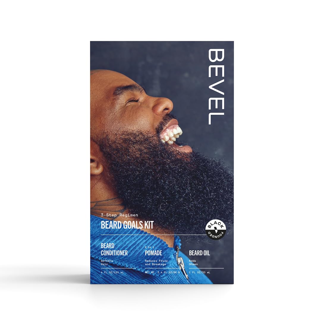 Bevel Mens Beard Grooming Kit - Includes Beard Conditioner, Hair Nourishing Pomade, and Beard Oil to Soften, Hydrate and Strengthen Beard and Reduce Skin Irritation and Redness