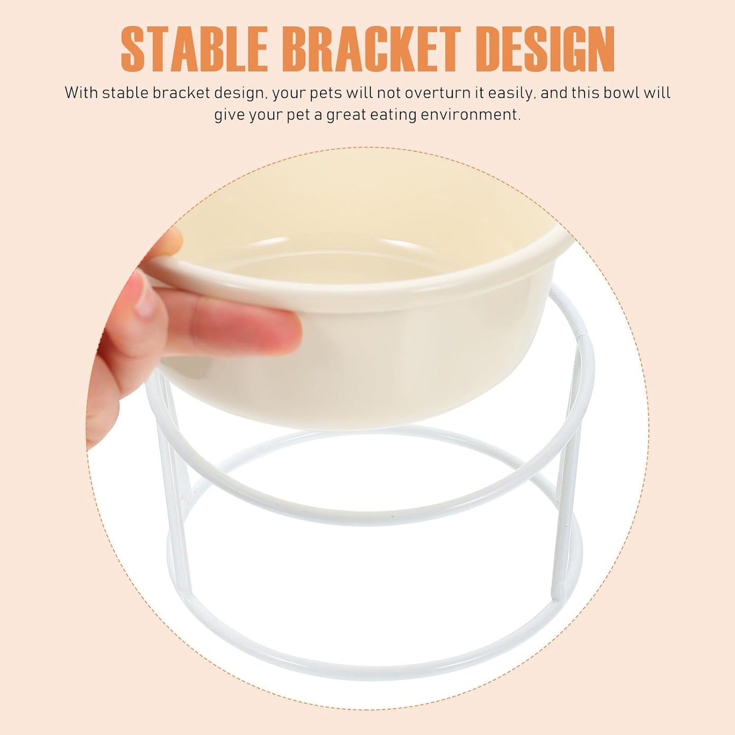 Milisten Ceramic Elevated Cat Food Bowl with Iron Stand Pet Food Holder and Water Dish Raised Feeding Bowl for Cats and Dogs Neck Protection Design for Home Use