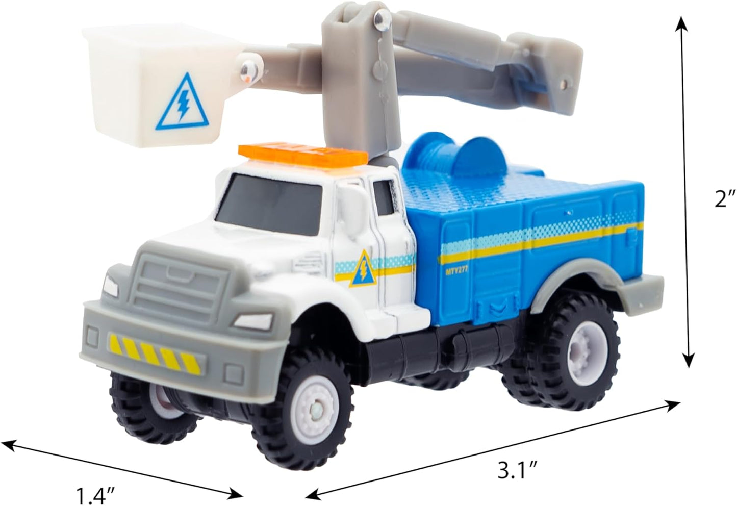 Mighty Fleet Diecast 3-Pack, Snow Shovel, Cherry Picker, and Ambulance, Durable 3” Diecast Vehicles for Kids Ages 3+