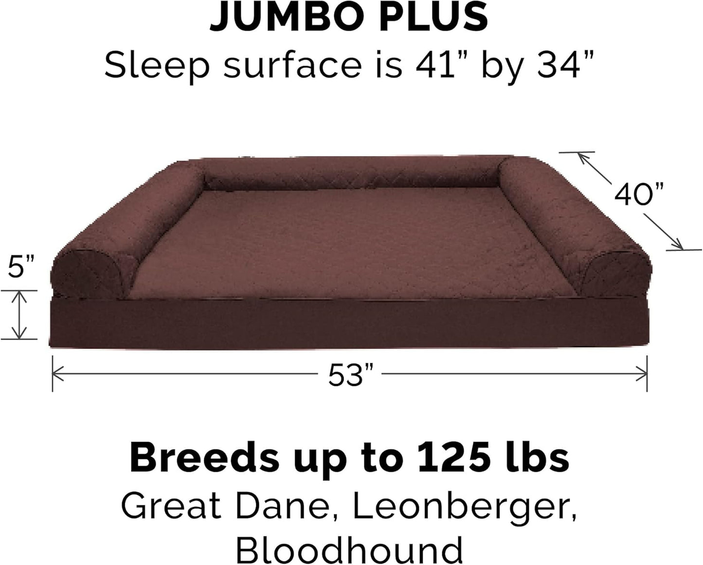 FurHaven Supportive Cooling Memory Foam Sofa Dog Bed with Washable & Removable Cover - Quilted - Coffee, Dogs Up to 125 lbs - Jumbo Plus XXL