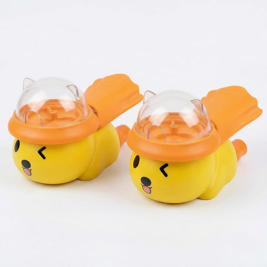 2-Pack Interactive Dog Treat Dispenser Toy, Press-Type Puzzle Cat Feeder for IQ Training and Mental Stimulation, Slow Feeder Enrichment Toy for Small to Mid-Size Dogs and Cats, Orange-Yellow