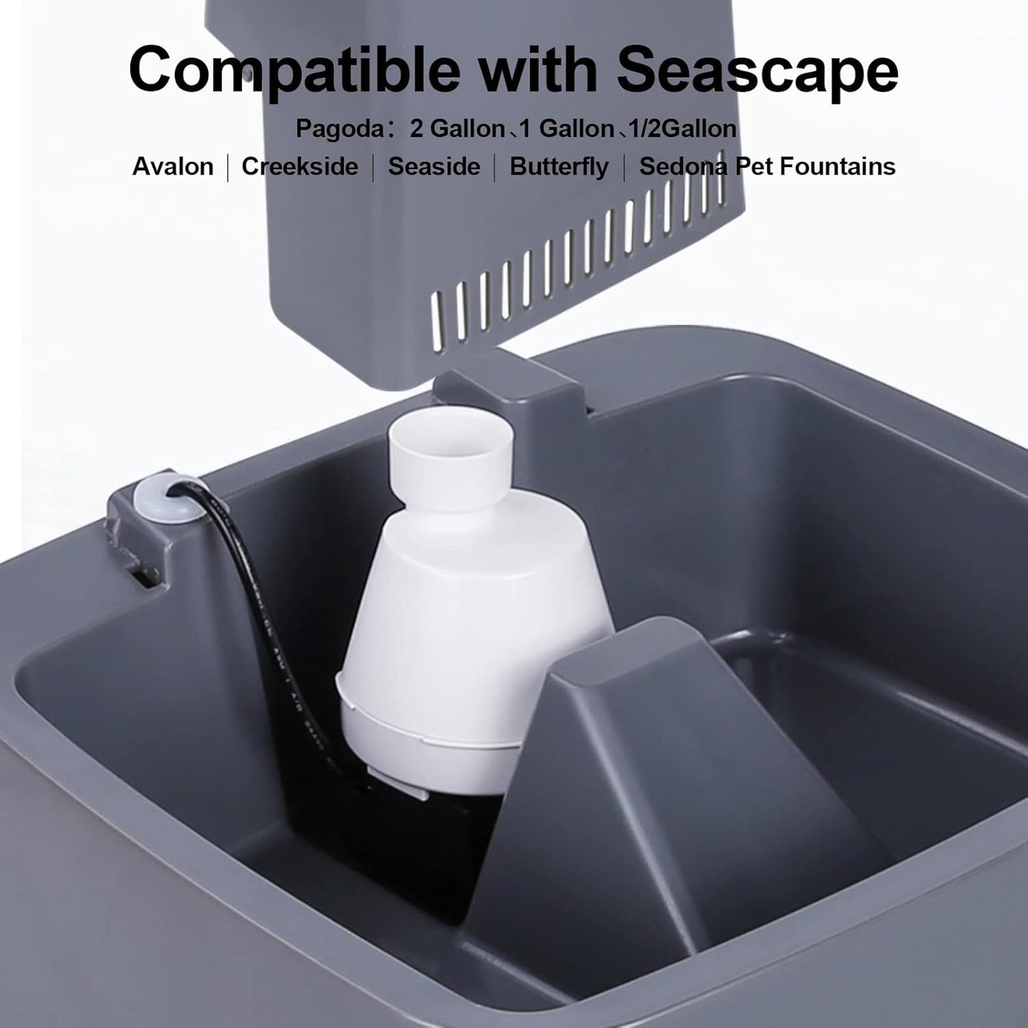 2 Pack Filter Housing Replacement for Ceramic Pagoda, 1/2 Gallon, 1 Gallon, 2 Gallon, Butterfly, Avalon, Seascape, Sedona, Seaside and Creekside Pet Fountains