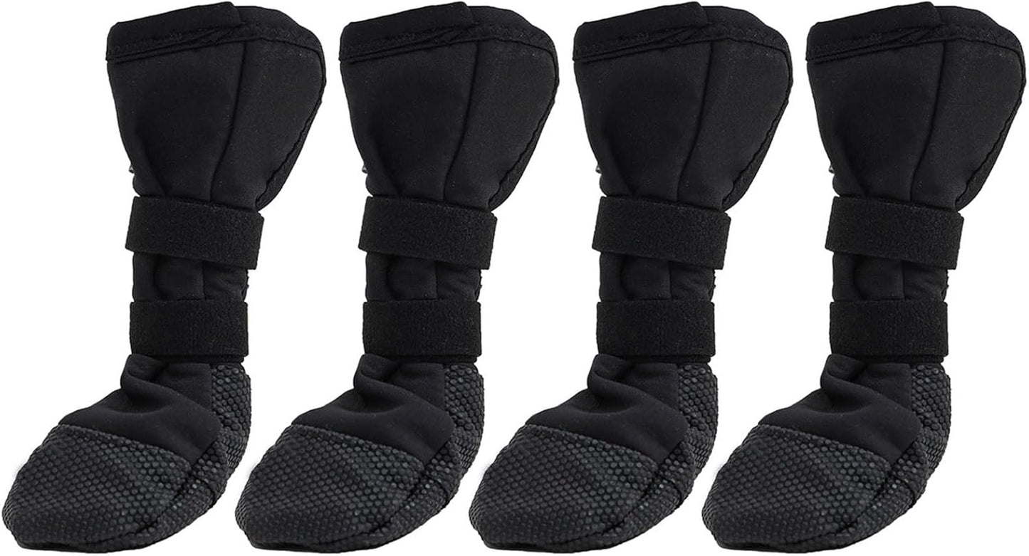 Dog Feet Covers Protective Shoes for Pet with Adjustable Sticker Shoes Dogs Thick Grip Booties with Adjustable Stick Weatherproof Dog Socks