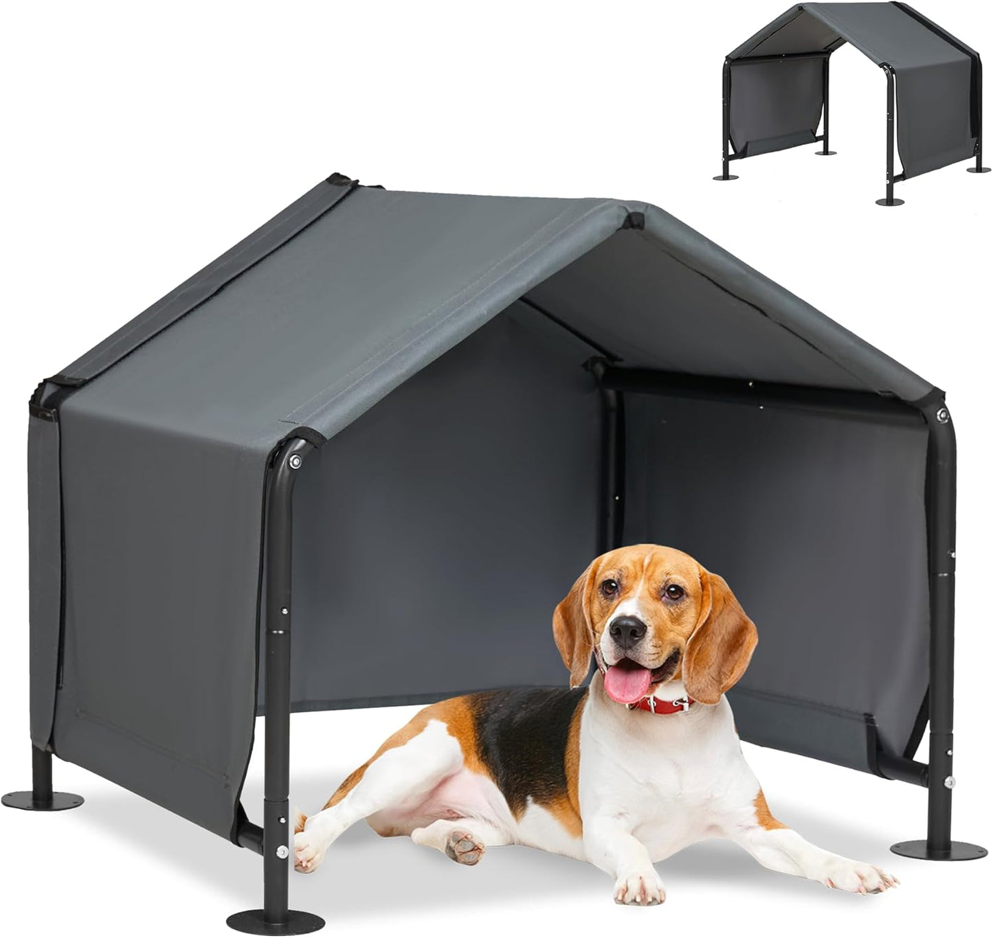 Dog Shades for Outside - Outdoor Dog Kennel for Small Dogs, 29.5”x25.6”x25.6” Outdoor Sun Rain Canopy Pet House, Waterproof Pet Canopy Shelter for Small Animals with Ground Nails