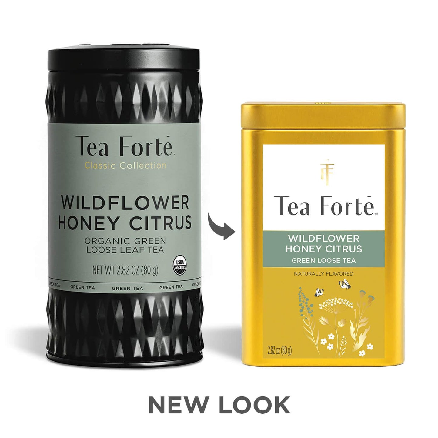 Tea Forte Wildflower Honey Citrus Premium Loose Leaf Caffeinated Green Tea Blend Canister, Makes 35-50 Cups