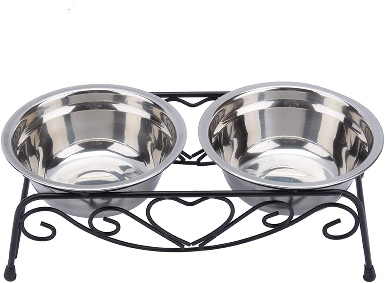 Elevated Double Pet Bowl, Dog Bowls with Stand Polished Stainless Steel Modern Cat Dog Double Puppy Pet Water Lower Raised Feeder Dish Bowls Stand Us, Raised Cat Bowl for Home, Great