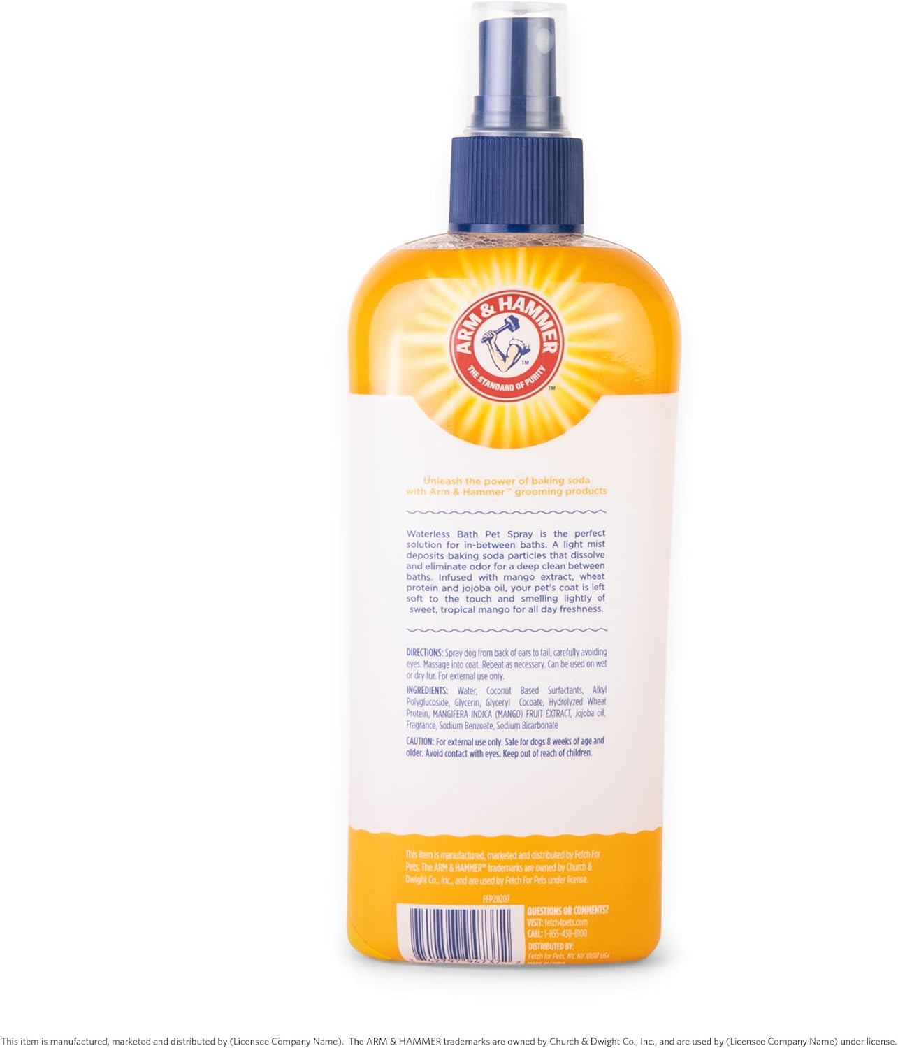 Arm & Hammer for Pets Waterless Bath Spray for Dogs Baking Soda, Mango Scent | Professional Quality Dog Grooming Spray, Free of Sodium Lauryl Sulfate & Parabens, 8 Fl Oz - 6 Pack