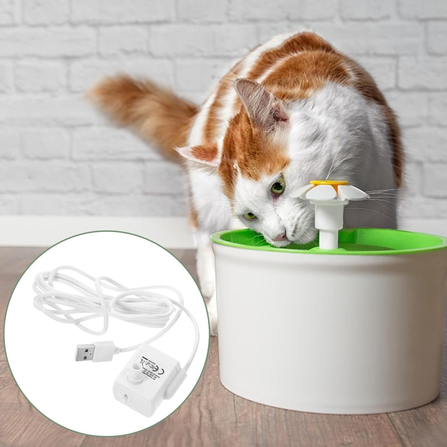 Kichvoe Pet Water Fountain Pump with 3 Modes Submersible Quiet Water Dispenser Pump for Cats Dogs Adjustable Flow Bite-Resistant Compact 1.57 Inch