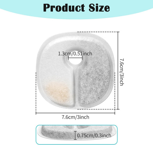 16 Pack Cat Fountain Filter Replacement Compatible with E1/E1+ Cat Water Dispenser 2L/67oz, Automatic Cat Water Fountain Replacement Filters, Pet Fountain Filters Replacement Triple Filtration System