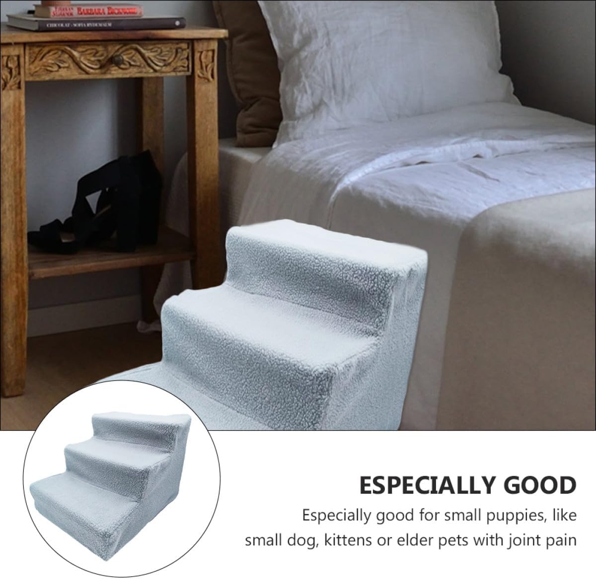 PRETYZOOM Pet Steps Dog Ladder Cat Stairs Grey Non-Slip Indoor Ramp for Sofa Bed Furniture Pets