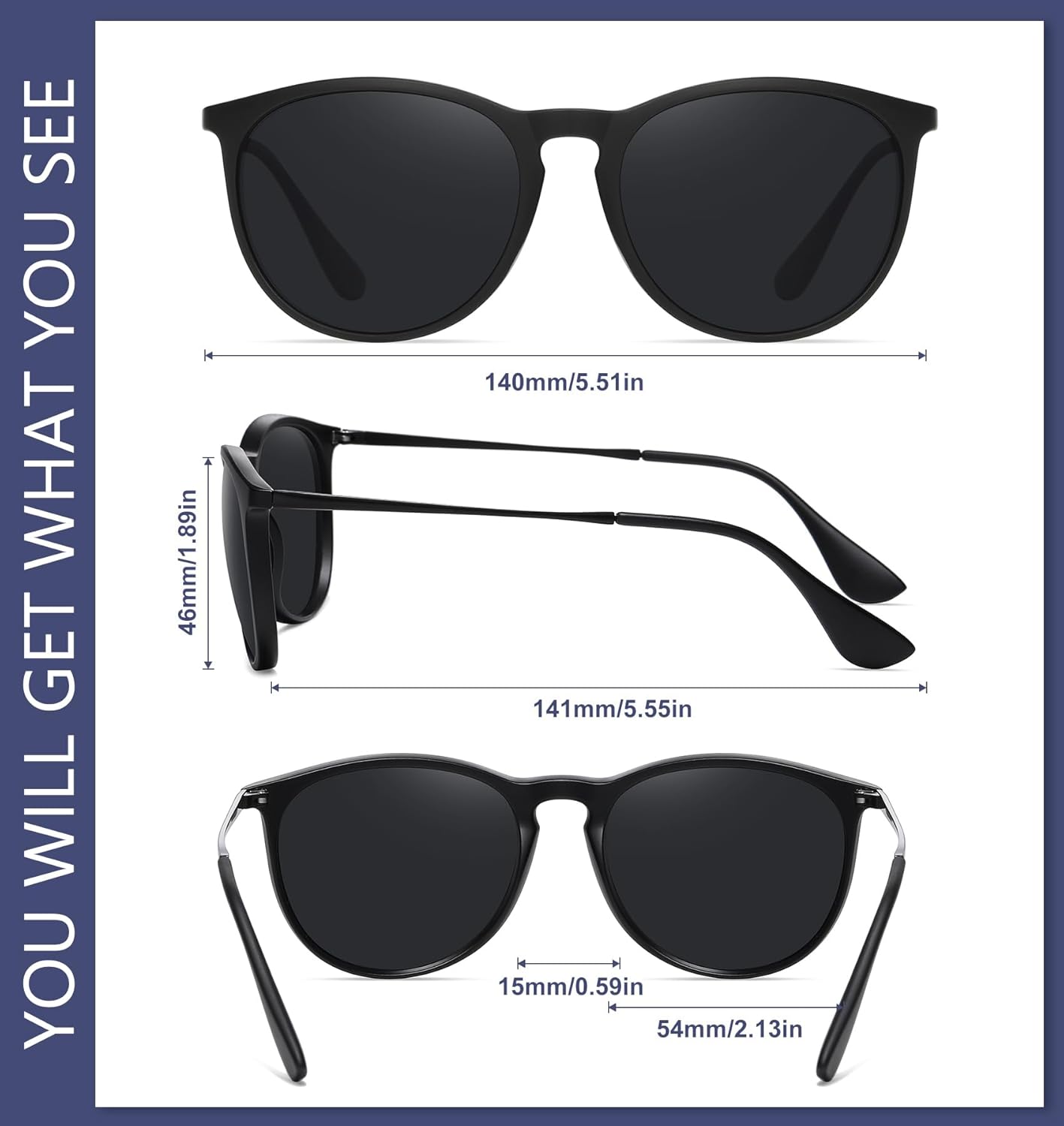 WOWSUN Retro Polarized Sunglasses Womens 2026 Trendy Round Classic Glasses