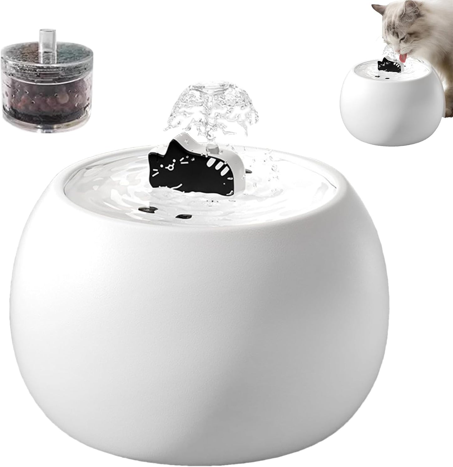 Pet Drinking Fountain – Electric Rechargeable Water Dispenser | Filtered Waterer featuring Sensor Activation with 3D Flow Design & Long-Lasting Filter for Cats and Small Pets, Home, Outdoor, Desk, Pat