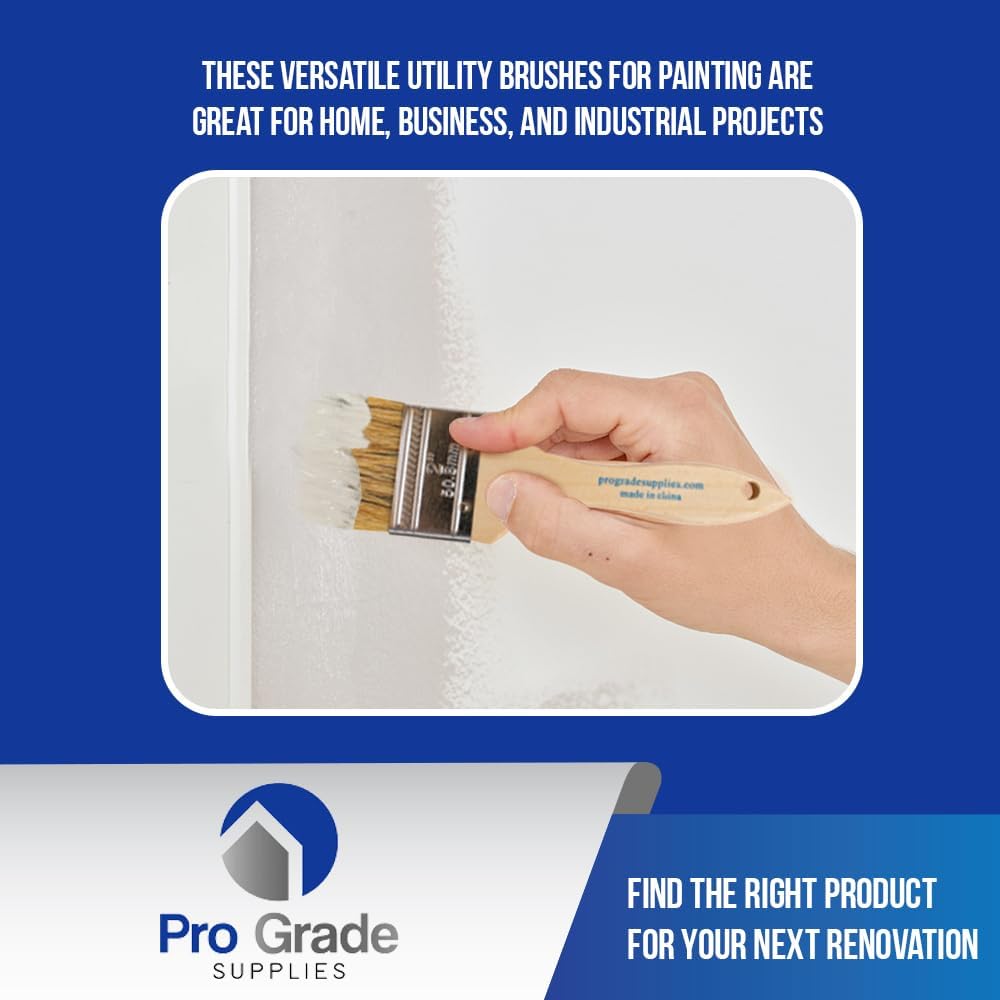 Pro Grade - Chip Brush – Paint Brush Set – 24 Pack - Natural China Bristle Paintbrush Set for Art, Craft, Epoxy, Varnish, Resin, Stain, Glue, Gesso, Primer, Acrylic and Oil Paint